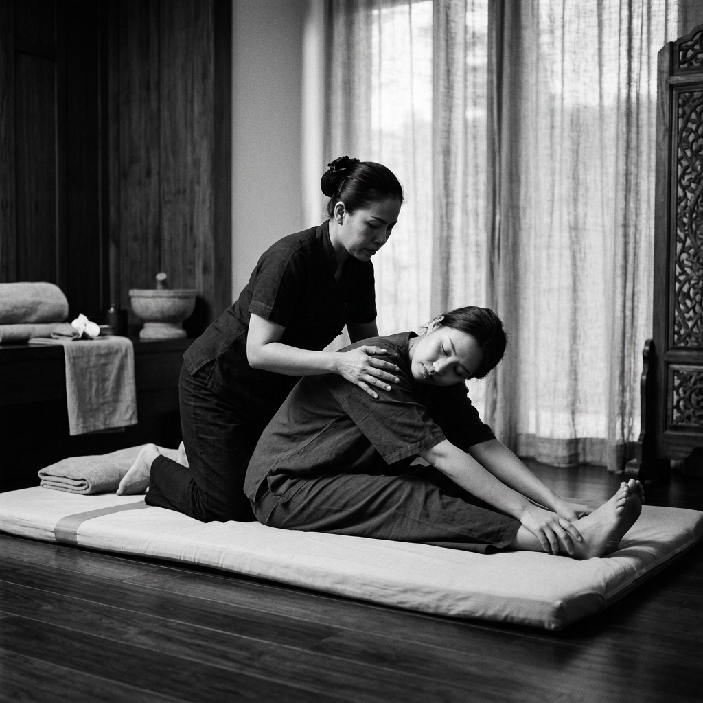 Thai table and floor massage stretching in Stamford CT